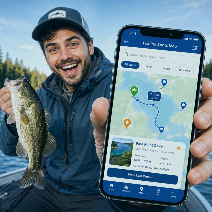 Fishing reports and local notes inside mobile app